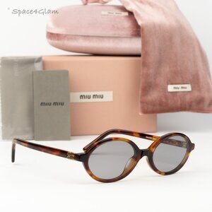 Miu Miu REGARD Women Sunglasses Havana Mahogany Grey MU04ZS 21C40O NEW AUTHENTIC